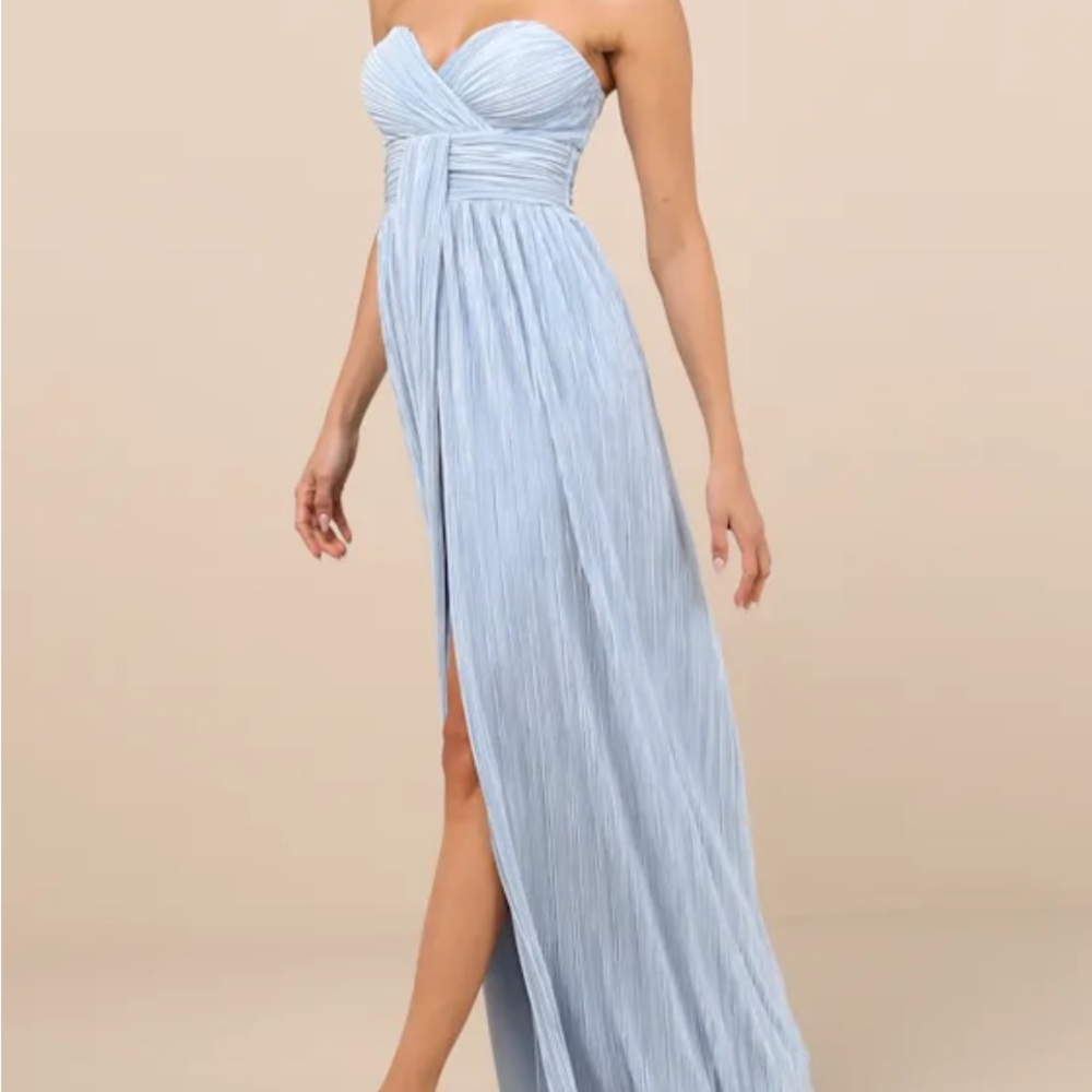 Lulu’s Strapless Light Blue Maxi Dress Large NWT